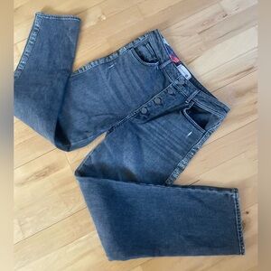 RARE Sundry High Rise Jeans size 27 Distressed Denim Button Fly embroidered